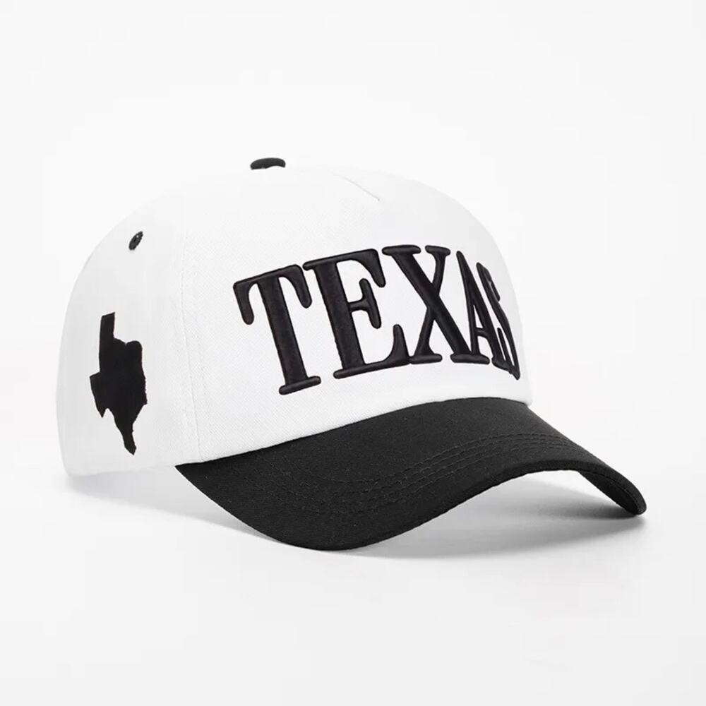 Texas Black White Trucker Hat Adjustable Lone Star Graphic Baseball Cap NWOT